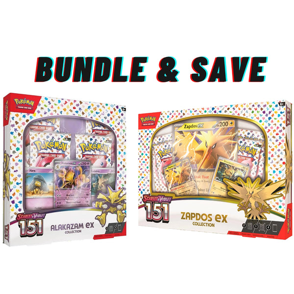 Pokemon 151 Bundle - UPC, Zapdos, Alakazam + 2 Back to School Erasers