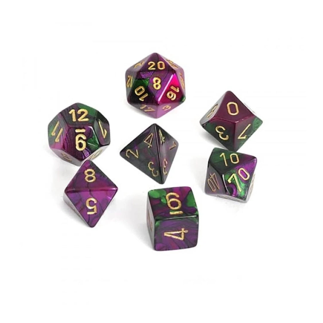 Chessex Gemini 7-Piece Dice Set - Green-Purple 26434