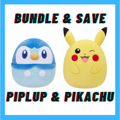 Pokemon Piplup & Winking Pikachu Squishmallow 10"