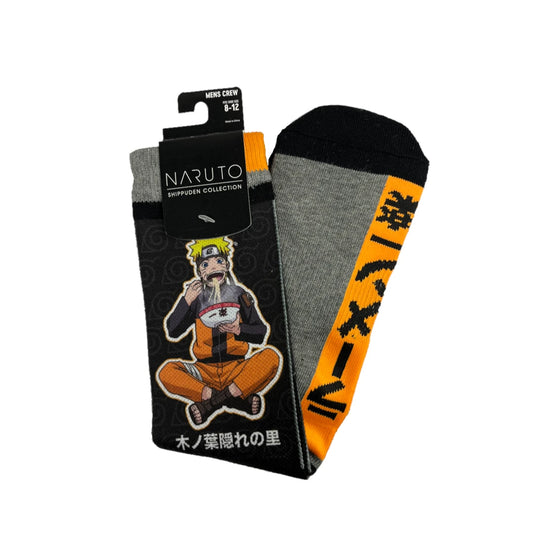 Naruto Shippuden Eating Ramen Kanji Crew Socks